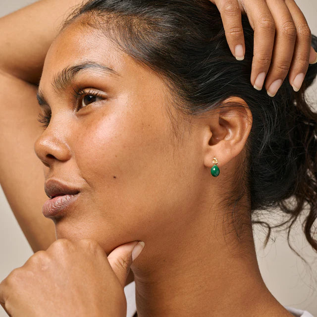 Poe Studs - Gold/ Petrol Green