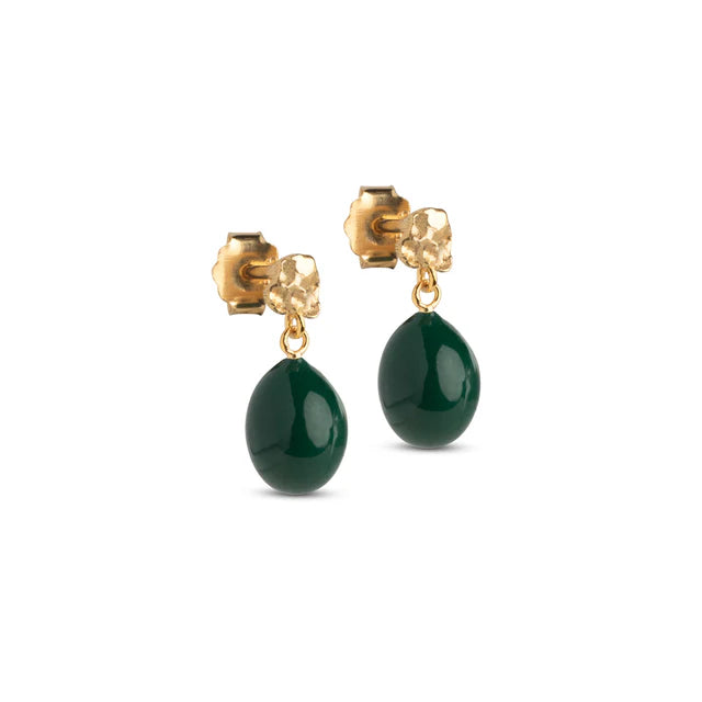 Poe Studs - Gold/ Petrol Green