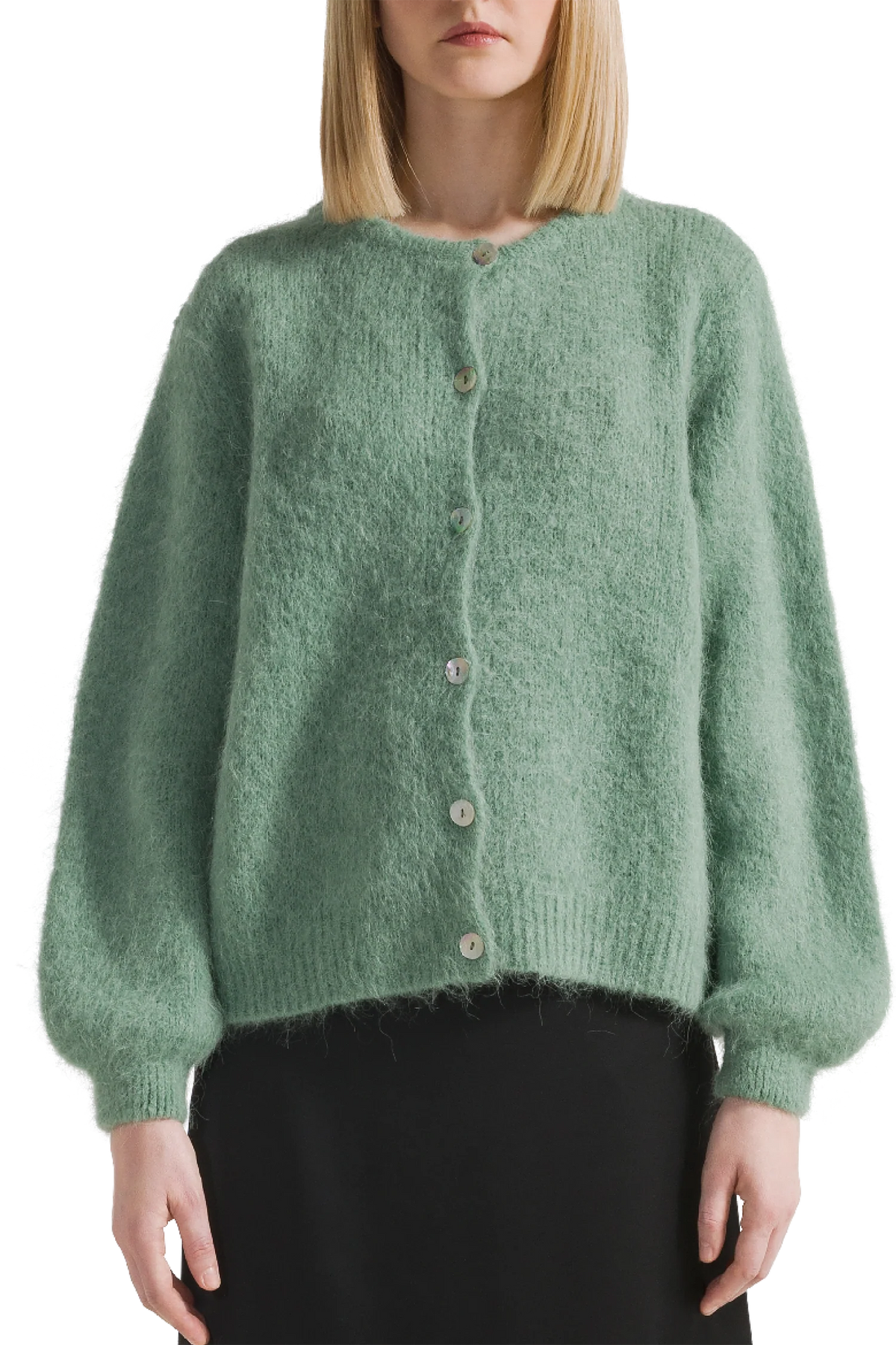 Susan Alpaca Cardigan - Dusty Green
