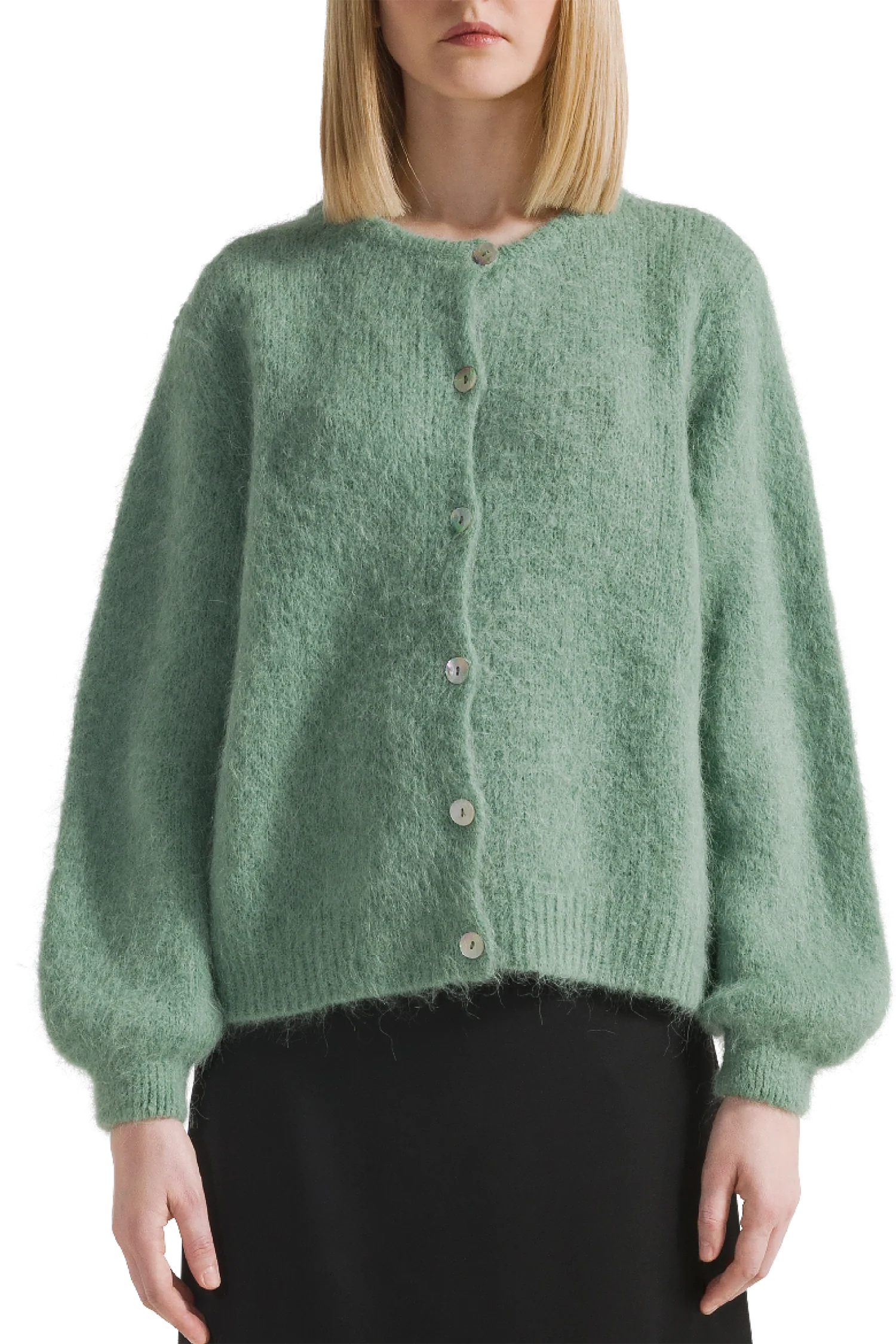 Susan Alpaca Cardigan - Dusty Green