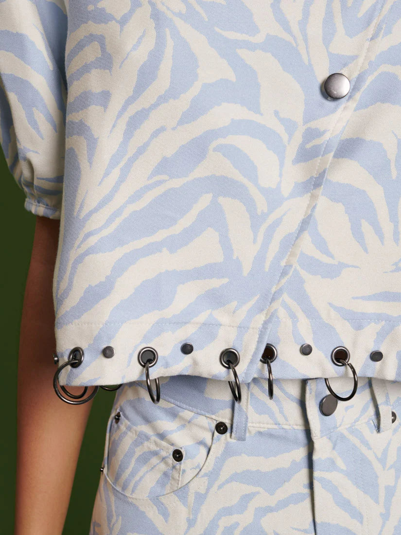 Serena Zebra Top - Baby Blue