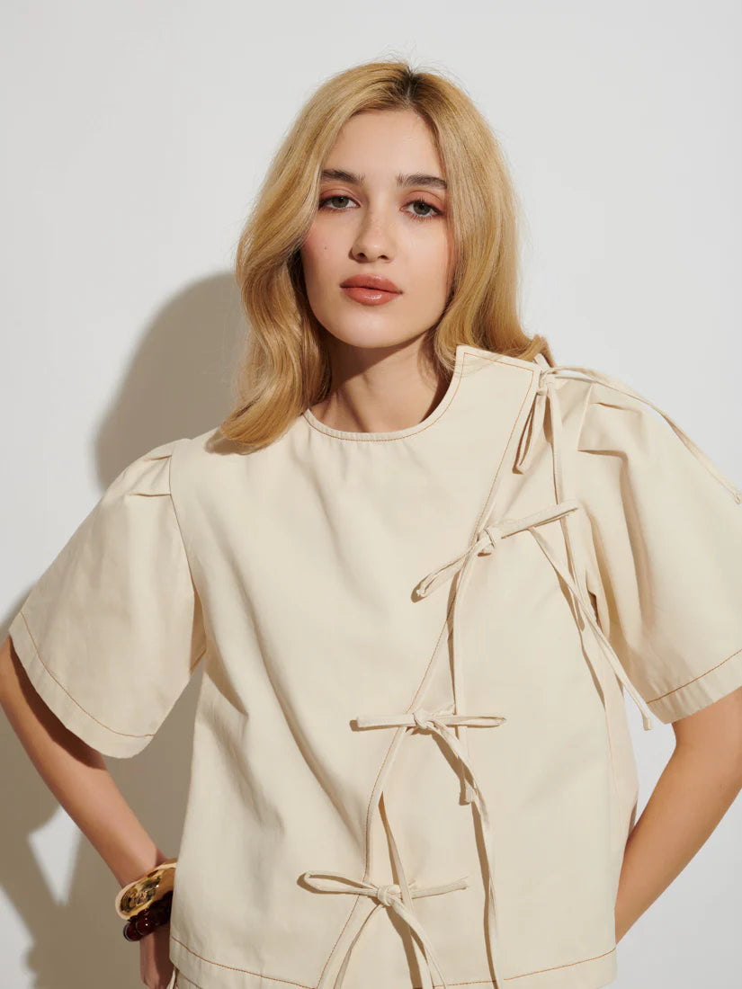 Asma Wrap Top - Ivory Cream