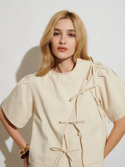 Asma Wrap Top - Ivory Cream