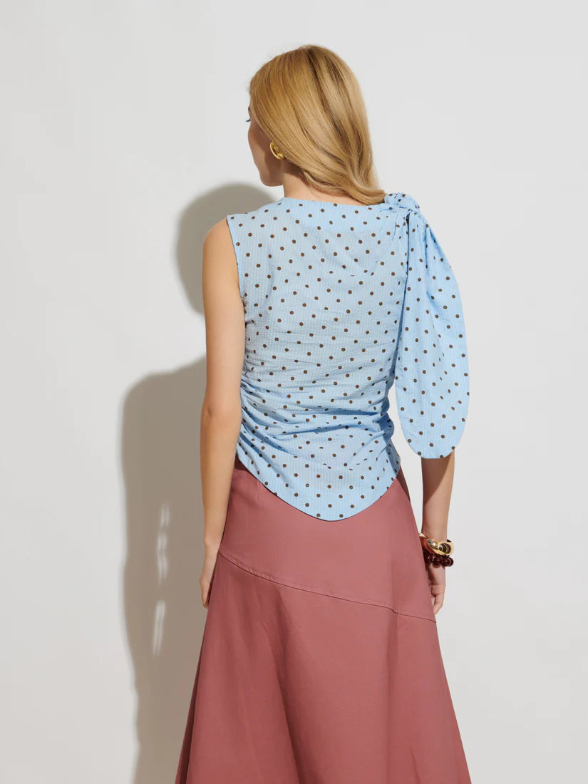 Farah Polka Dot Top - Baby Blue