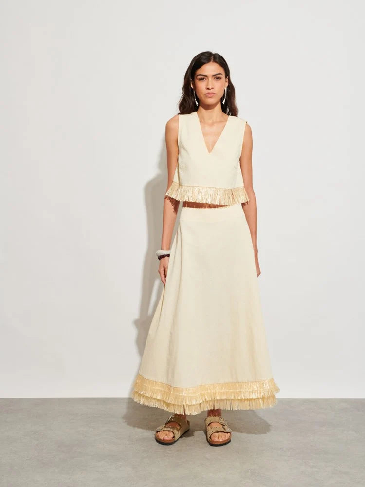 Mav Raffia Top - Cream
