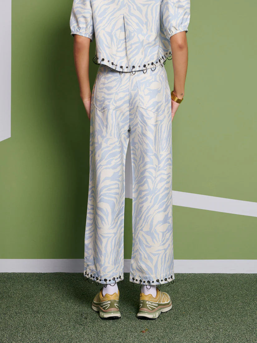 Serena Zebra Trousers - Baby Blue
