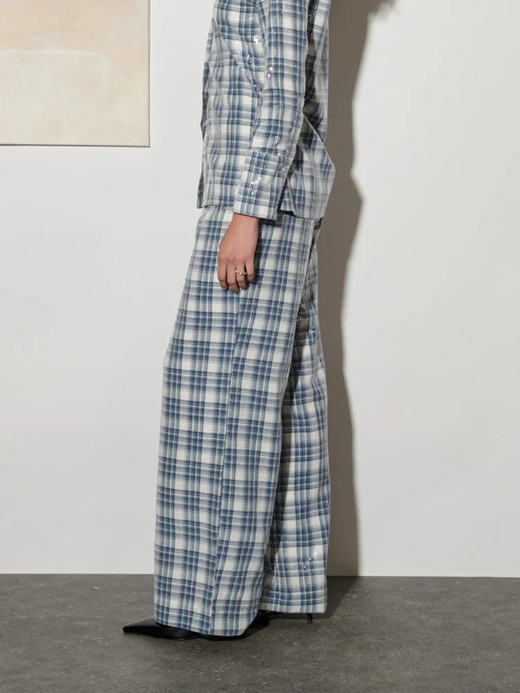 Maya Sequin Trousers - Cloud Blue