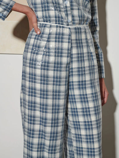 Maya Sequin Trousers - Cloud Blue