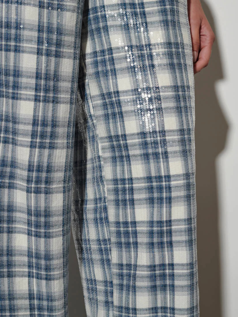 Maya Sequin Trousers - Cloud Blue