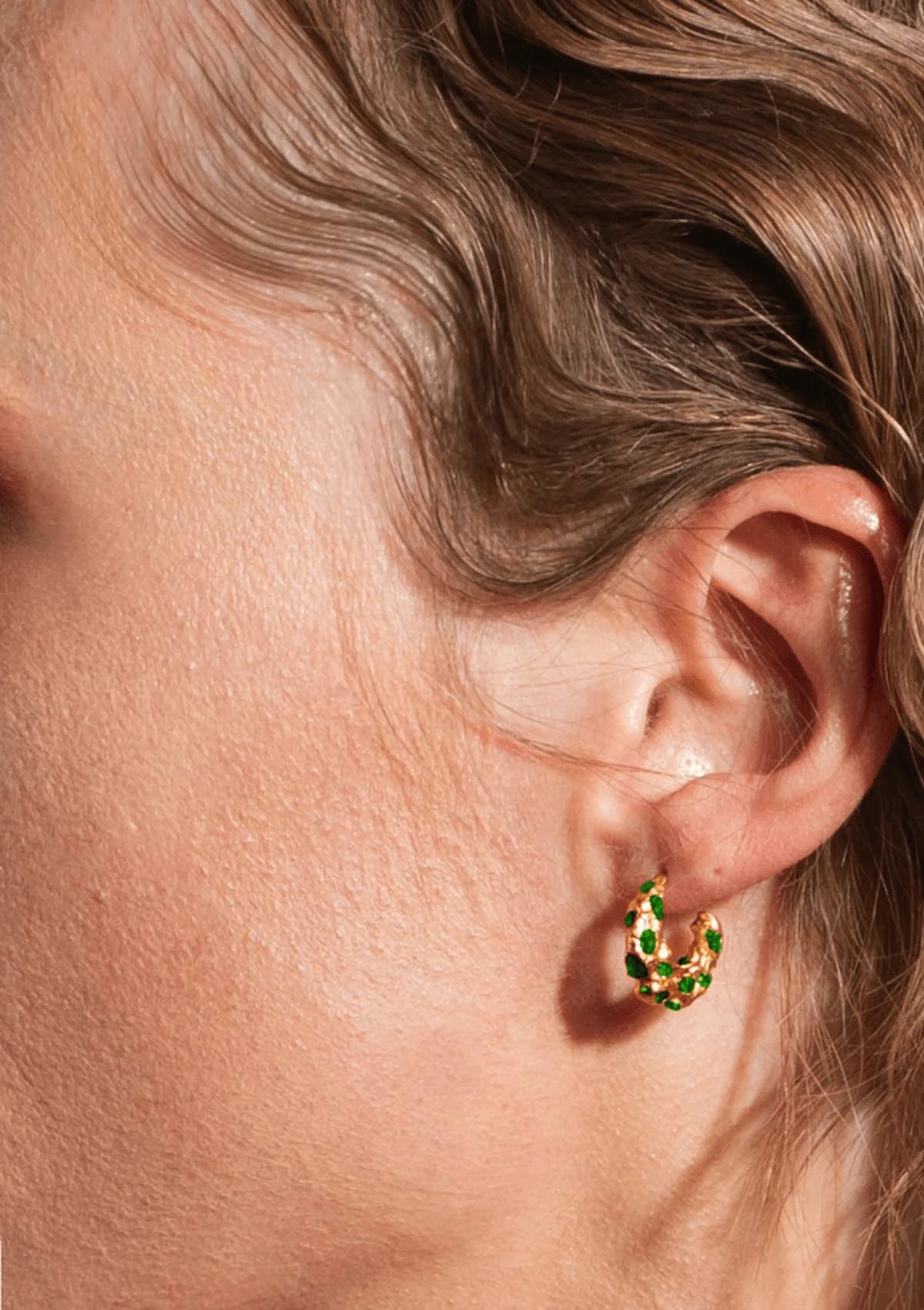 Trinket Gilded Hoop Earrings - Gold/Dark Green
