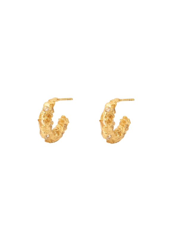 Trinket Gilded Hoop Earrings - Gold/Light Yellow