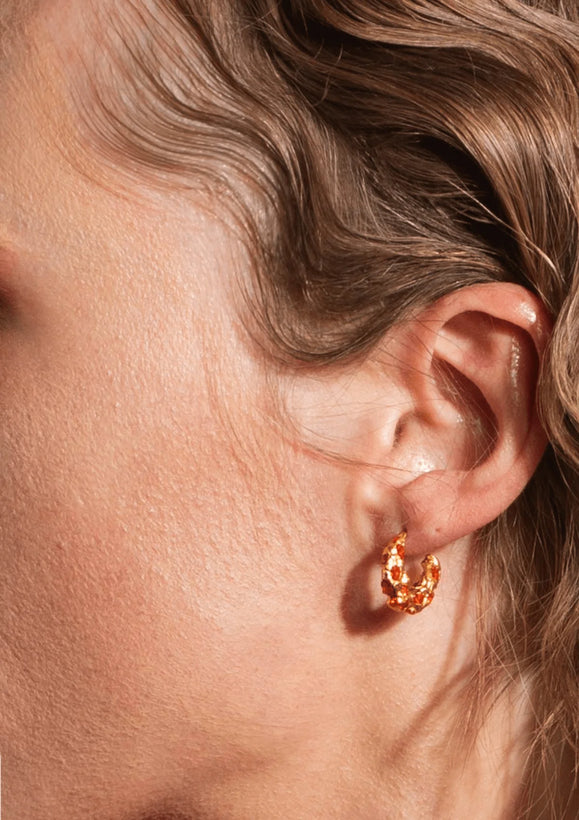 Trinket Gilded Hoop Earrings - Gold/Red