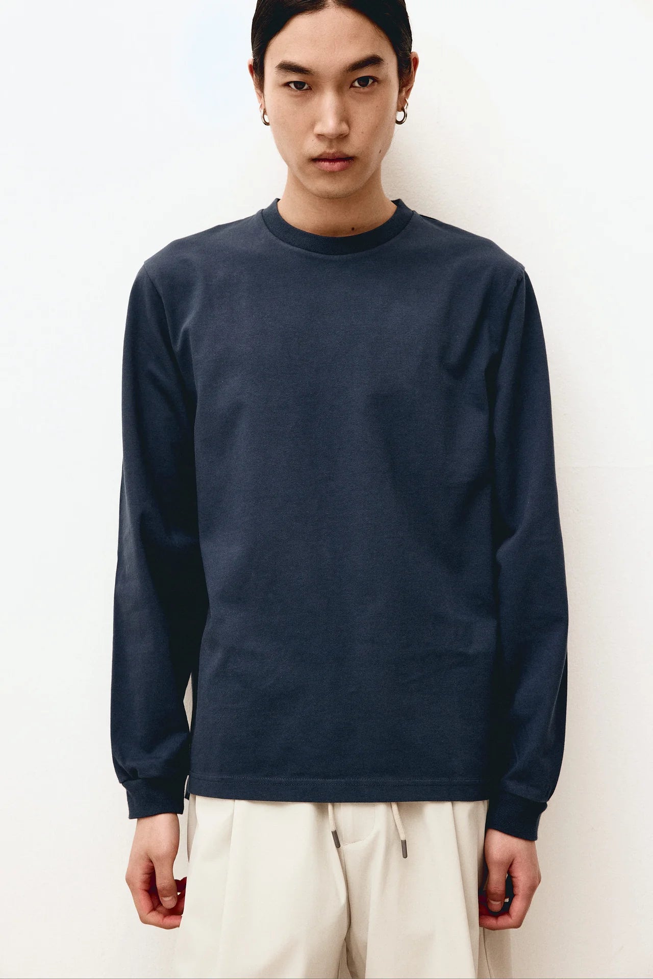 Basic Long Sleeve Tee - Navy Blue