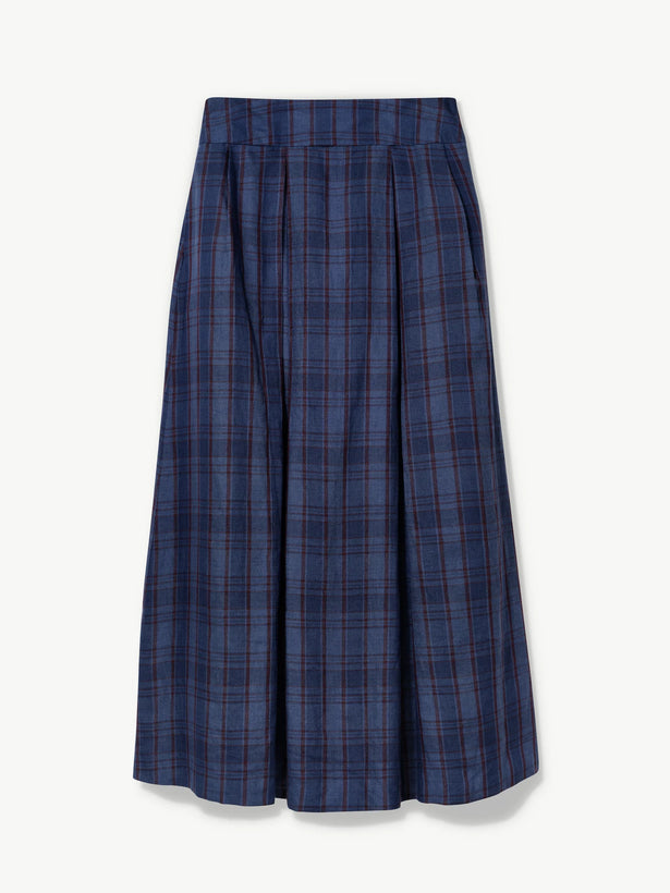 'NO MORE NOBODY' - Valery Maxi Skirt Organic Linen - Multi Check