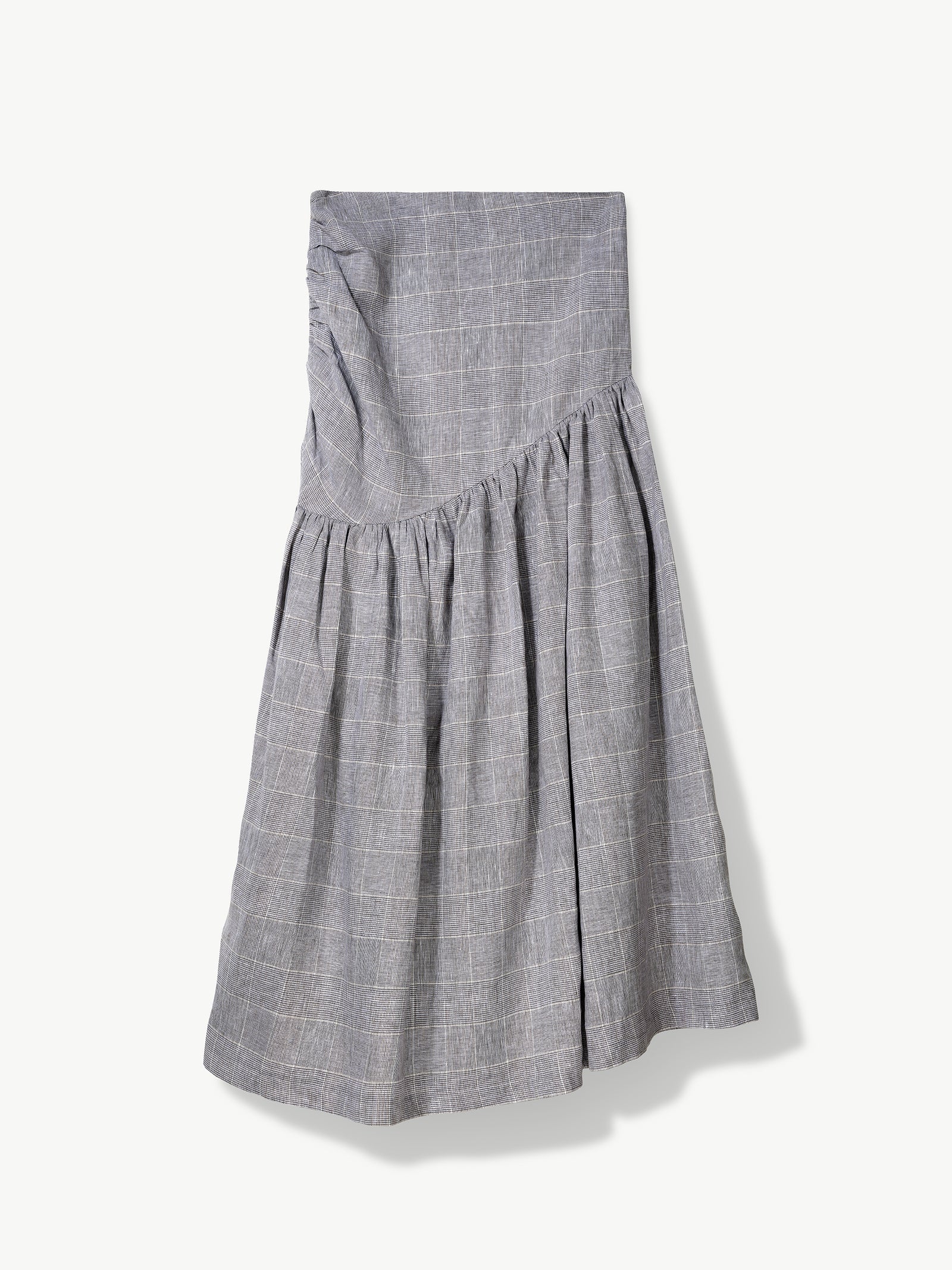 'NO MORE NOBODY' - Hilda Gathered Skirt Organic Linen - Grey Check