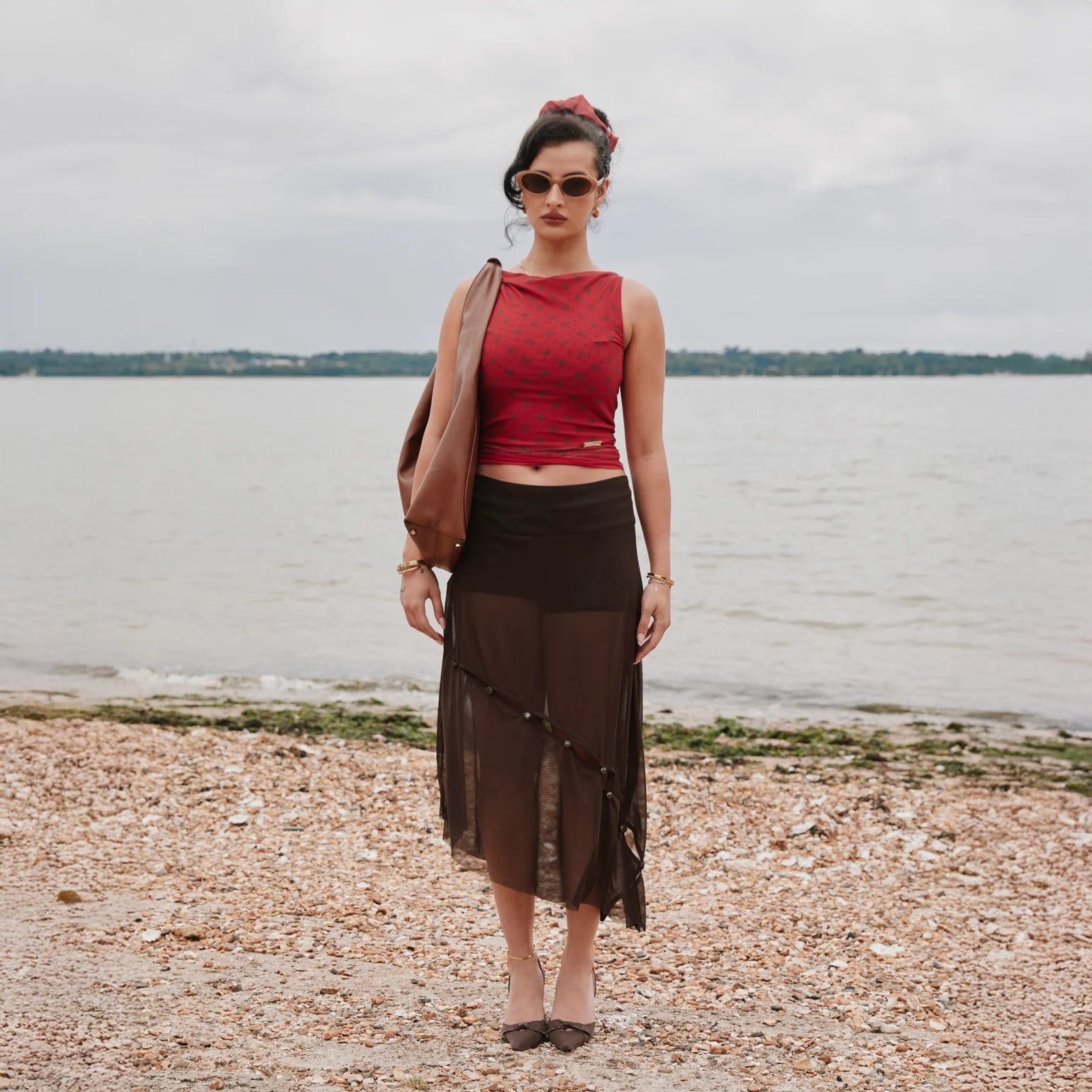 The Rosewood Mesh Skirt - Rosewood Brown
