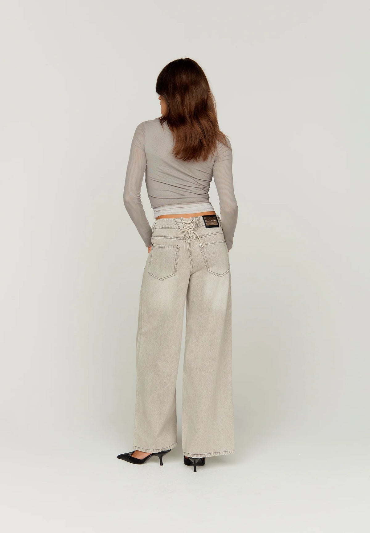 13OZ Wide Leg Denim - Grey Rinse