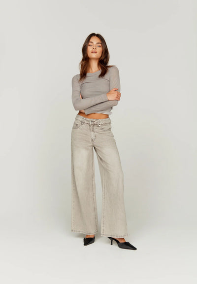 13OZ Wide Leg Denim - Grey Rinse