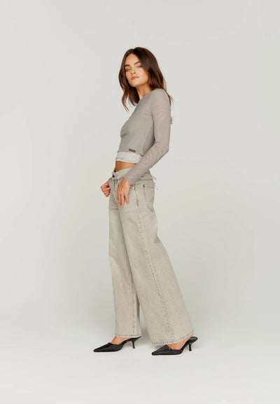 13OZ Wide Leg Denim - Grey Rinse