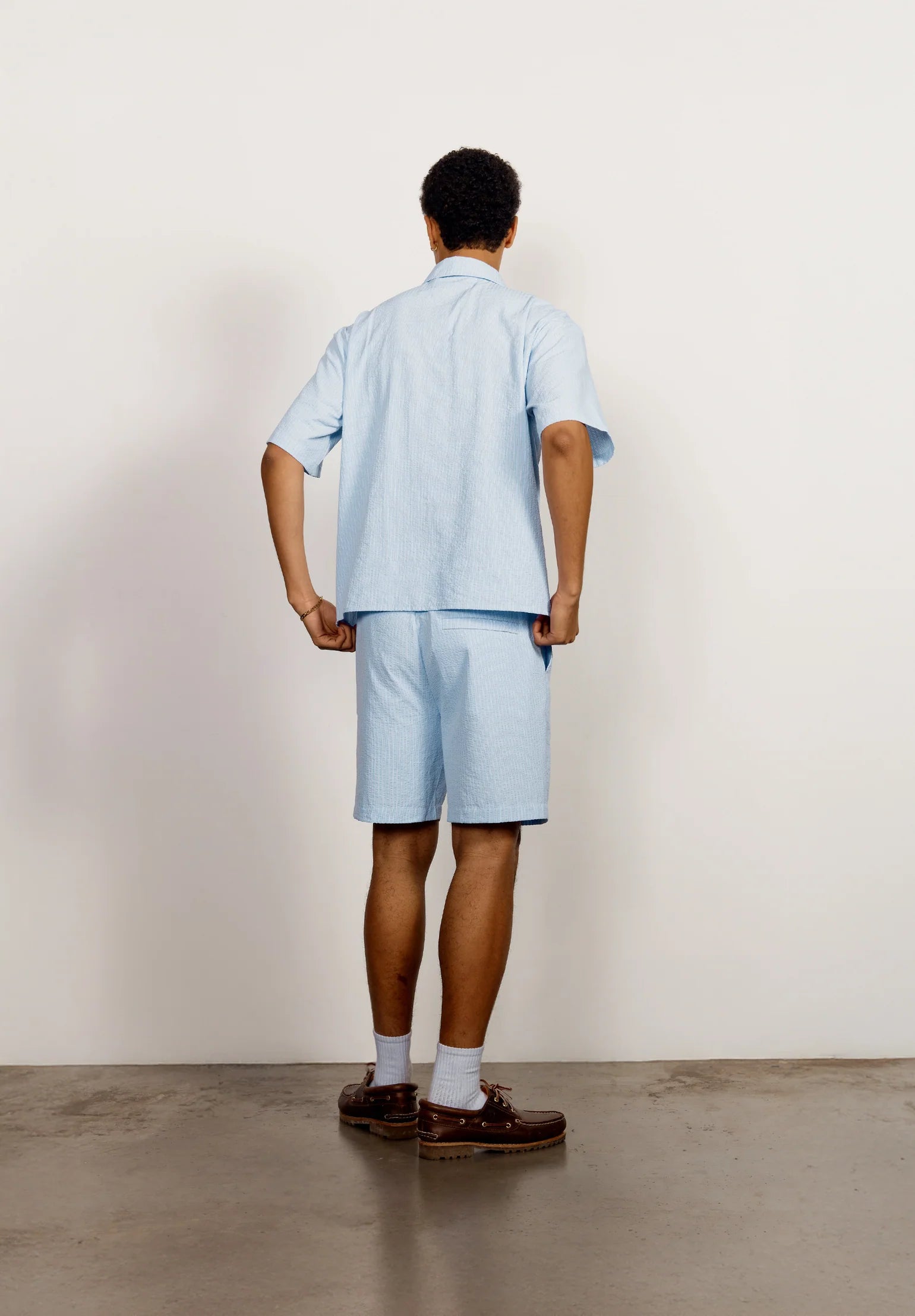 Seersucker Box Fit Shirt - Blue
