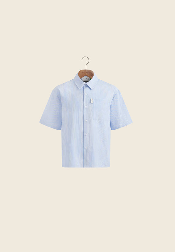 Seersucker Box Fit Shirt - Blue