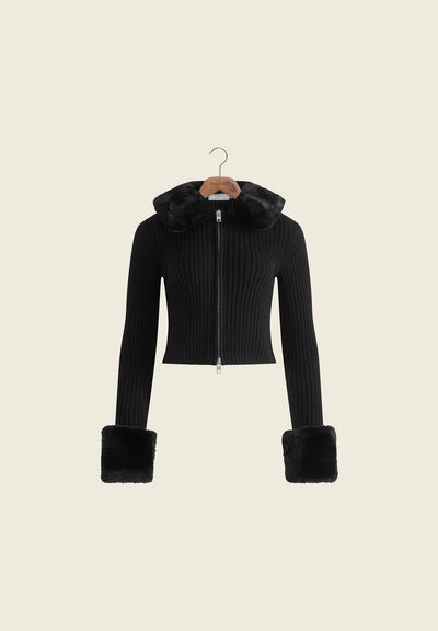 Peggy Cardigan with Zipper - Black
