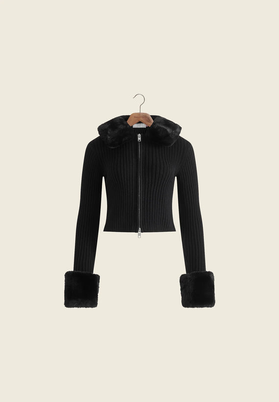 Peggy Cardigan with Zipper - Black