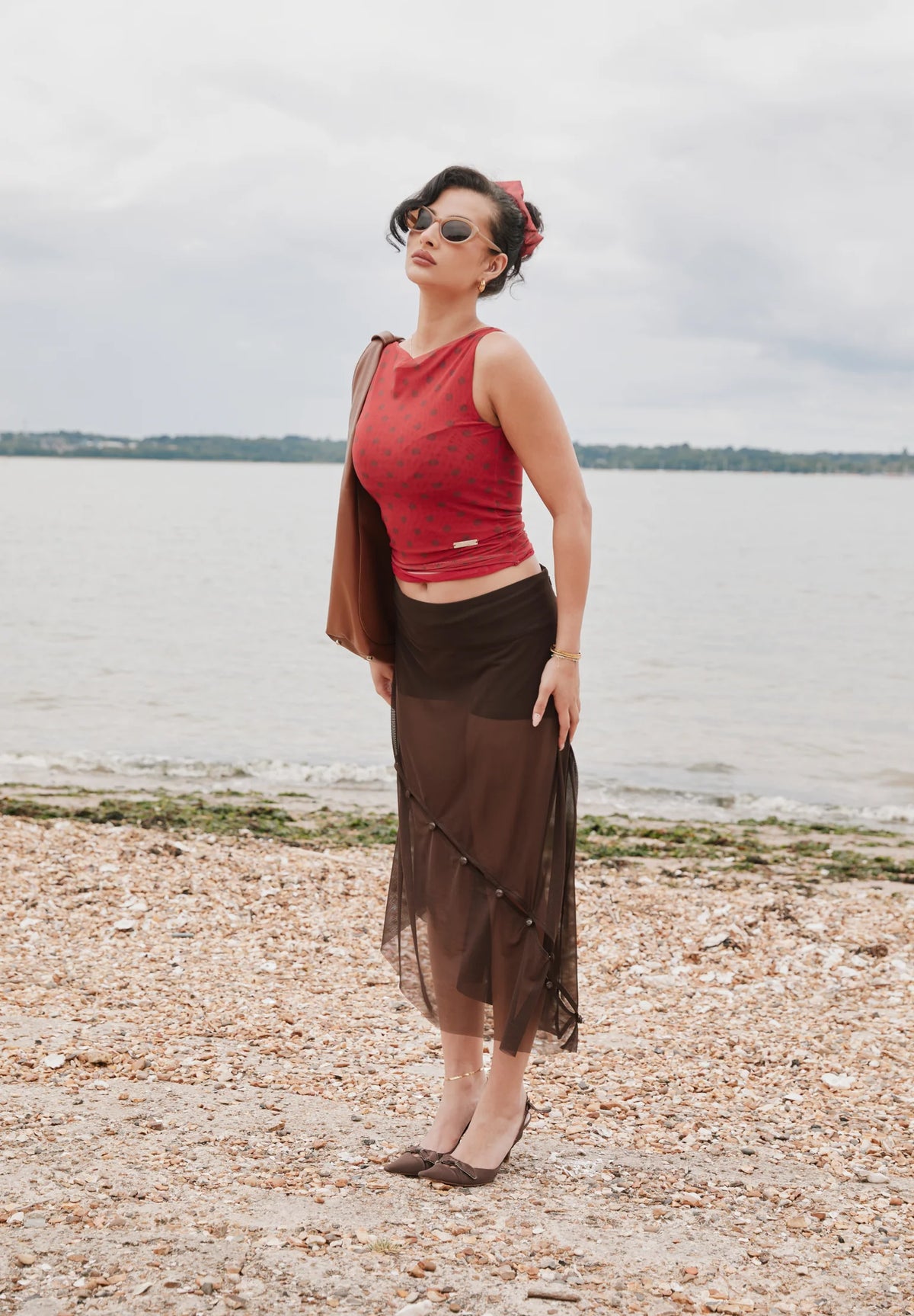 The Rosewood Mesh Skirt - Rosewood Brown
