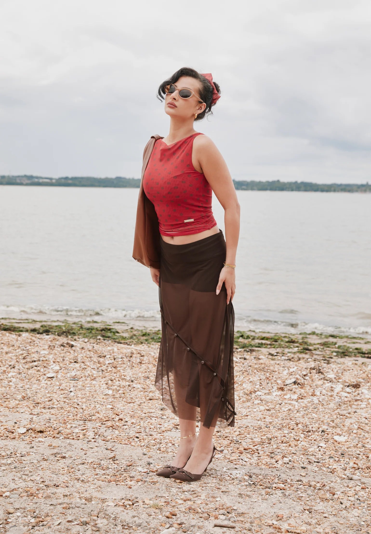 The Rosewood Mesh Skirt - Rosewood Brown
