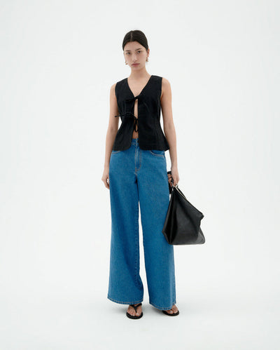 Elsie Bows Top - Black