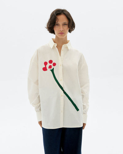 Poplin Flower Juana Blouse - White