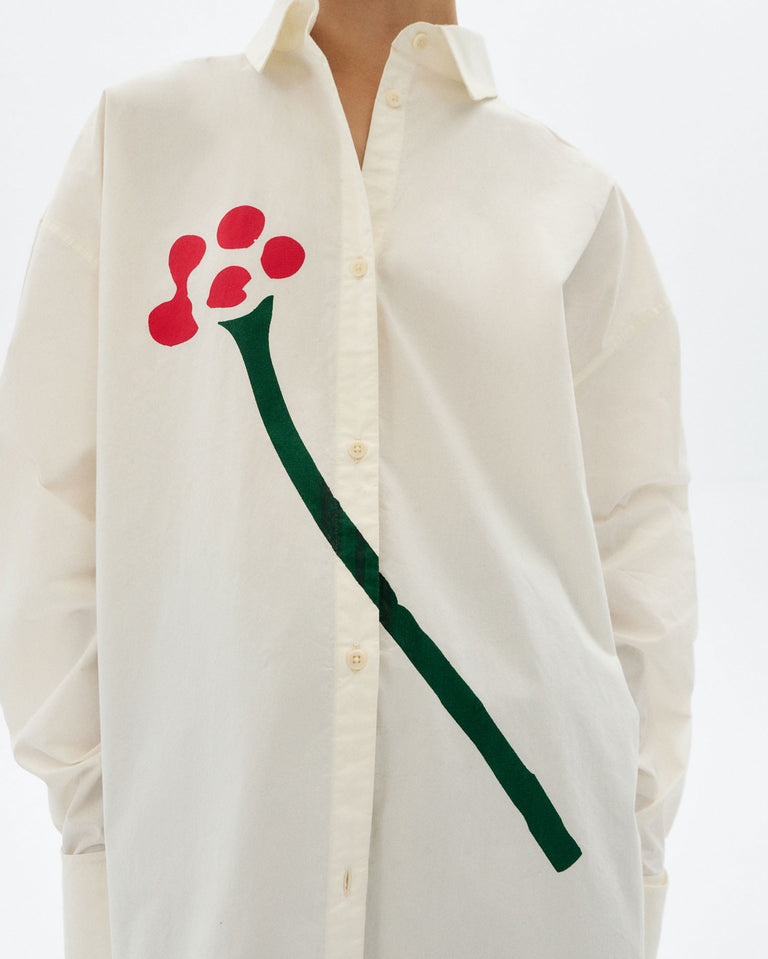 Poplin Flower Juana Blouse - White