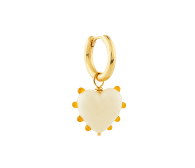 Milagros Heart Earrings - Amber Pearl