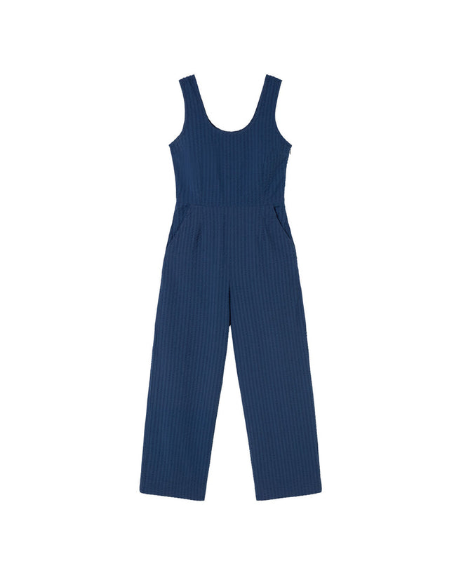 Raflesia Seersucker Jumpsuit - Cobalt Blue