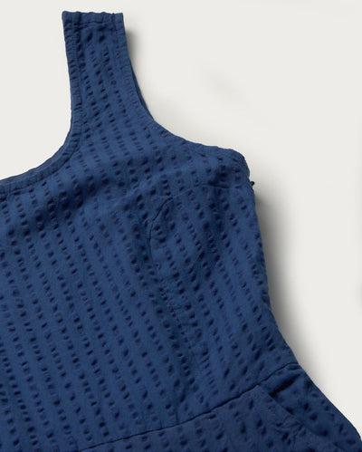 Raflesia Seersucker Jumpsuit - Cobalt Blue