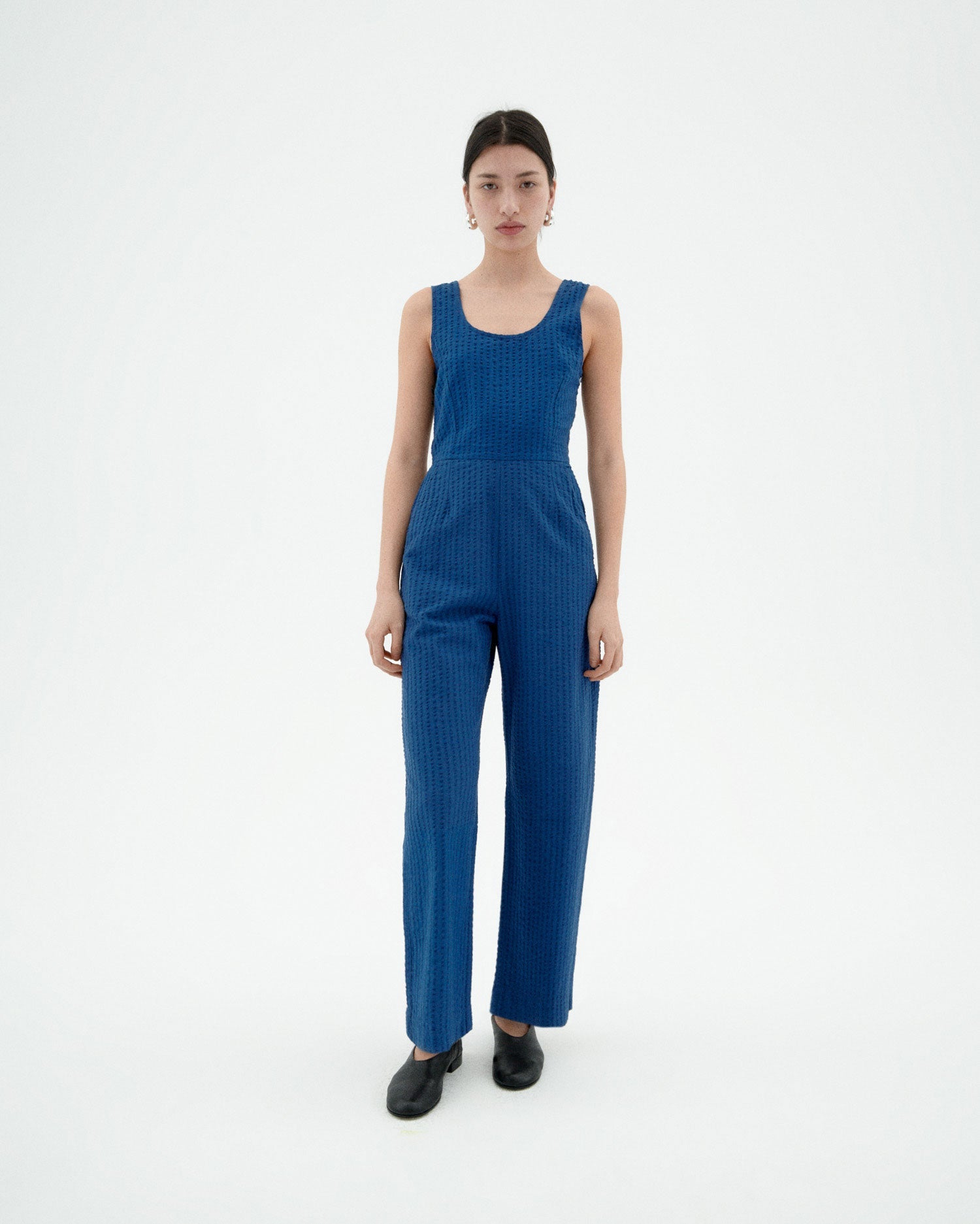 Raflesia Seersucker Jumpsuit - Cobalt Blue