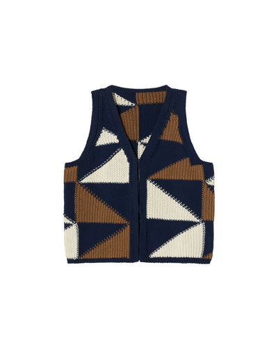 Patched Robbie Knit Vest - Blue