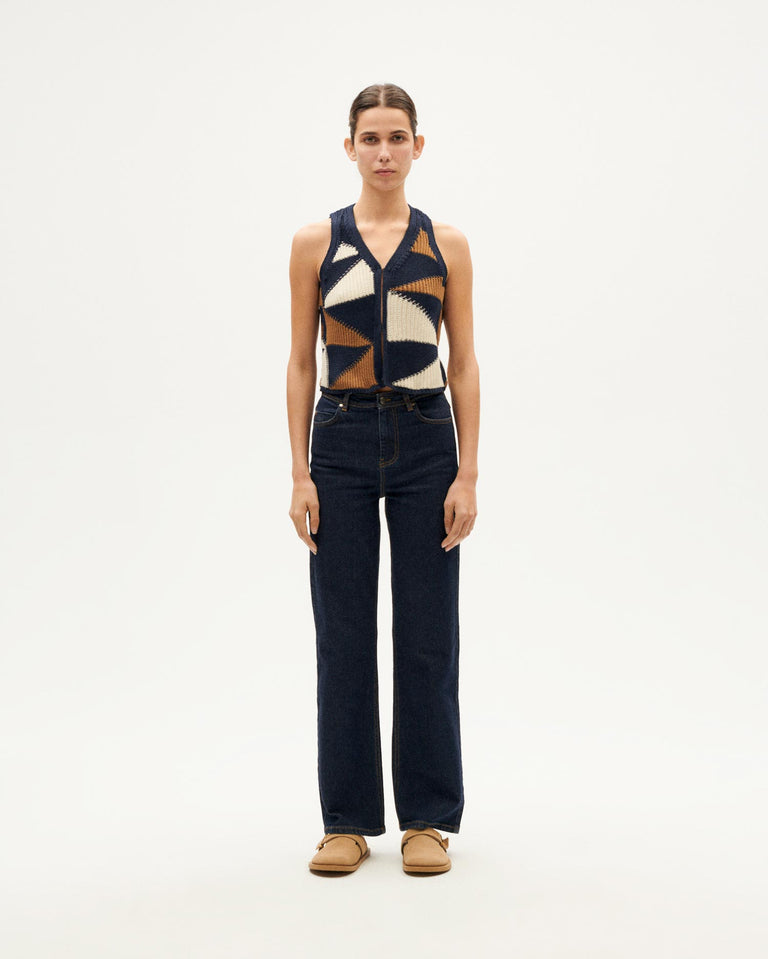 Patched Robbie Knit Vest - Blue