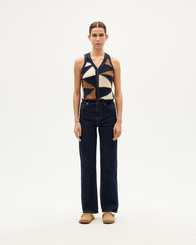 Patched Robbie Knit Vest - Blue