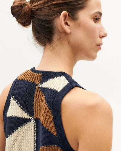 Patched Robbie Knit Vest - Blue