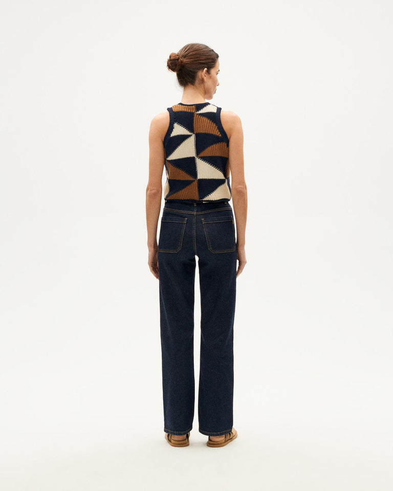 Patched Robbie Knit Vest - Blue