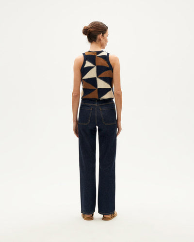 Patched Robbie Knit Vest - Blue