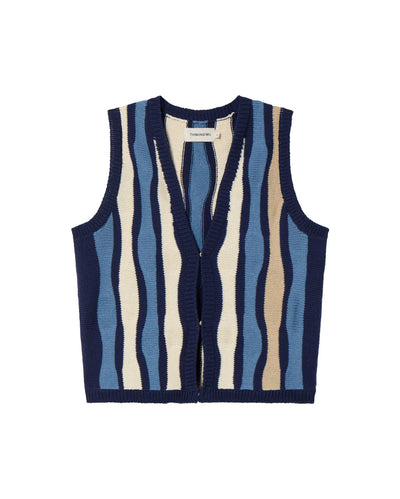 Waterfall Robbie Knit Vest - Multicolour Blue