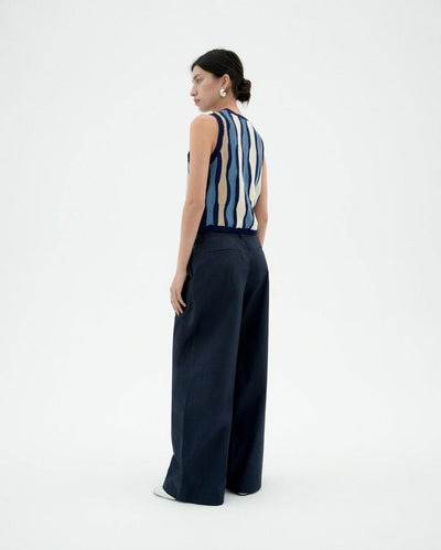 Waterfall Robbie Knit Vest - Multicolour Blue
