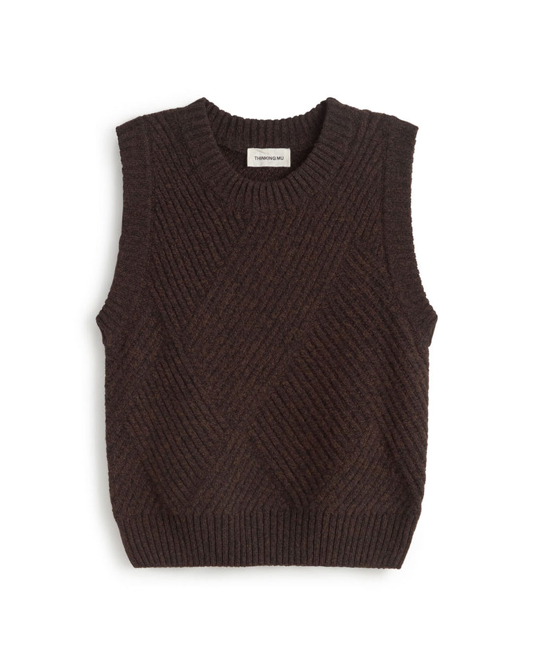 Kaia Knitted Vest - Brown
