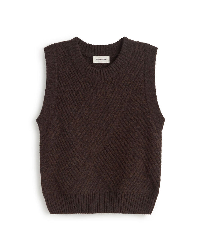 Kaia Knitted Vest - Brown