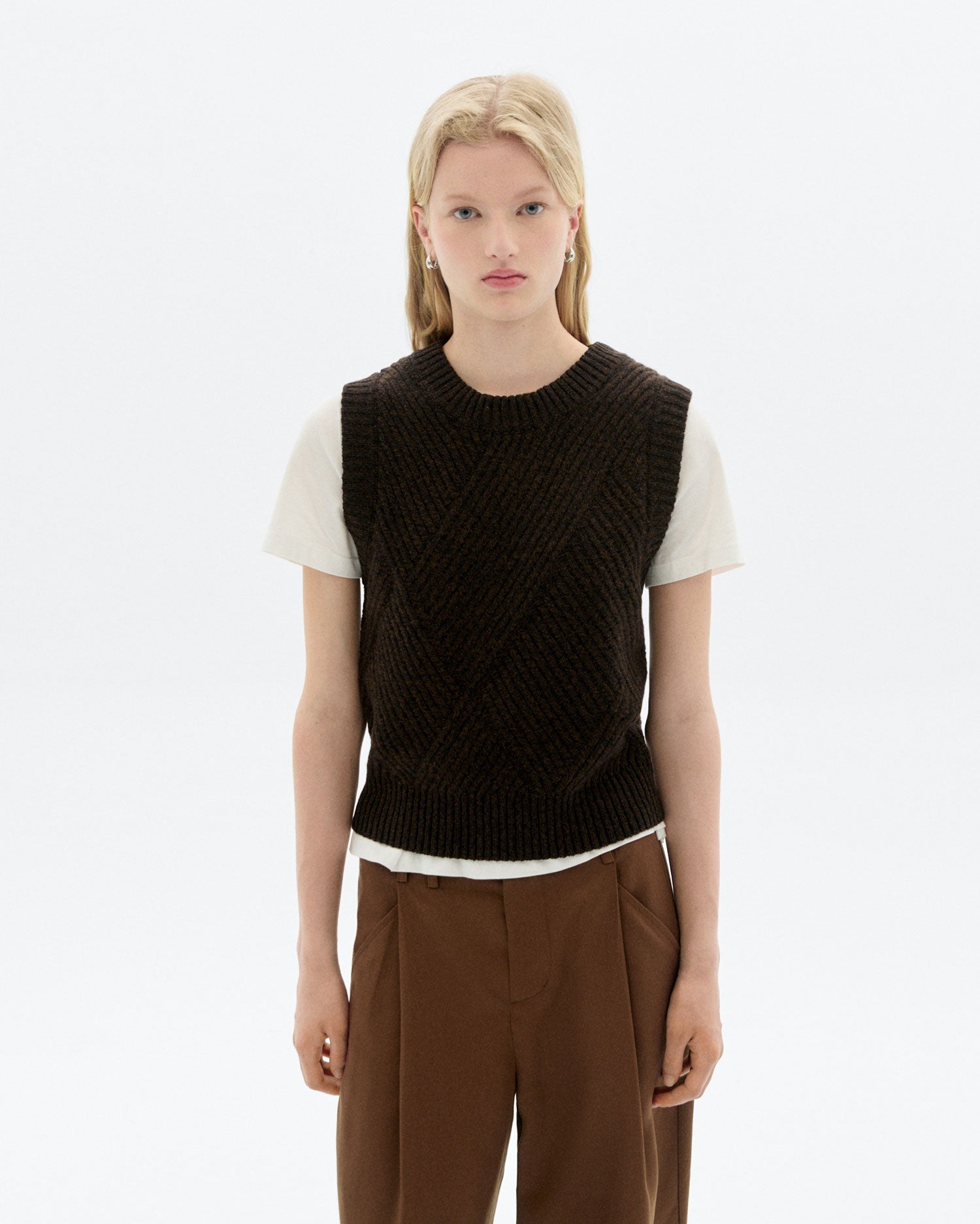 Kaia Knitted Vest - Brown