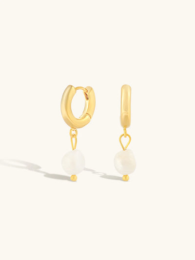 Alessia Pearl Hoops - Gold Plating/Freshwater Pearl