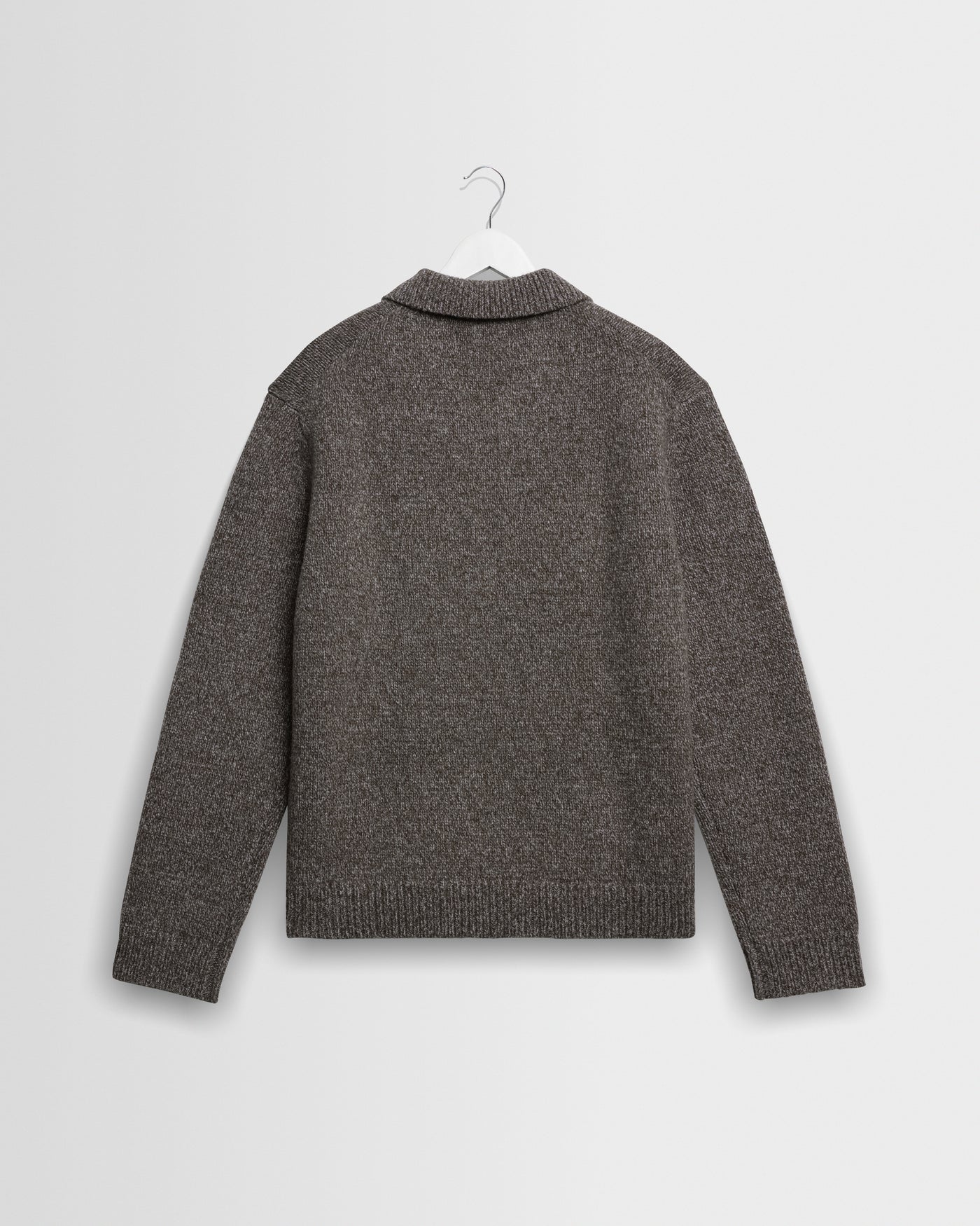 Alpha Zip Polo Twist Fleck Wool - Brown/Grey