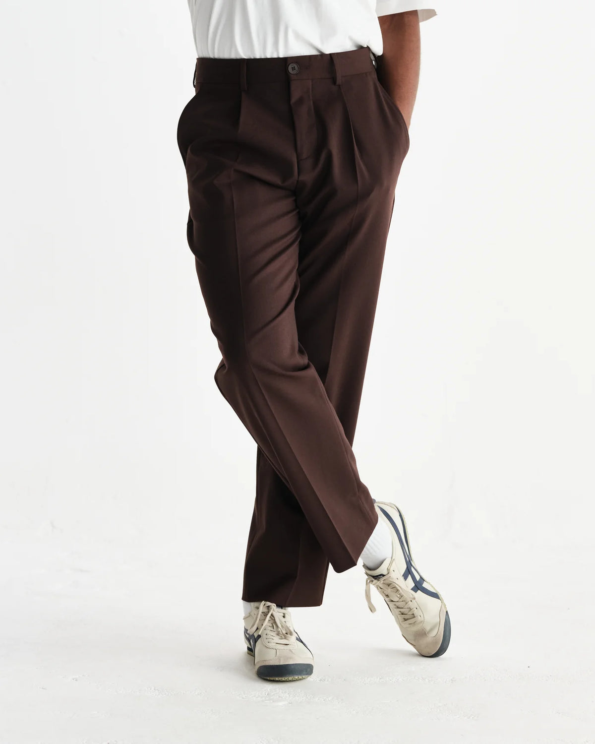 Aubyn Wool Blend  Twill Trousers - Brown
